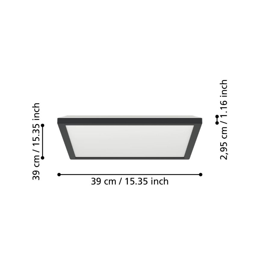Eglo - LED Plafonjera za kupatilo LED/17,6W/230V 2700/4000/6500K 39x39 cm IP44 crno
