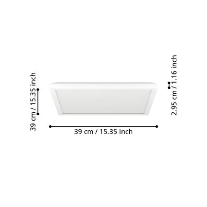 Eglo - LED Plafonjera za kupatilo LED/17,6W/230V 2700K/4000K/6500K 39x39 cm IP44 bela