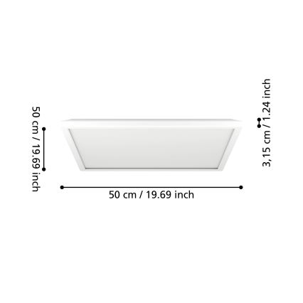 Eglo - LED Plafonjera za kupatilo LED/17W/230V 2700/4000/6500K 50x50 cm IP44 bela