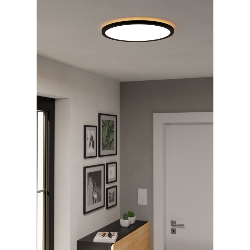 Eglo - LED Prigušiva plafonjera za kupatilo LED/18,5W/230V 2700-6500K pr. 38,9 cm IP44 crno + Daljinski upravljač
