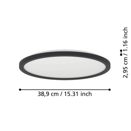 Eglo - LED Prigušiva plafonjera za kupatilo LED/18,5W/230V 2700-6500K pr. 38,9 cm IP44 crno + Daljinski upravljač