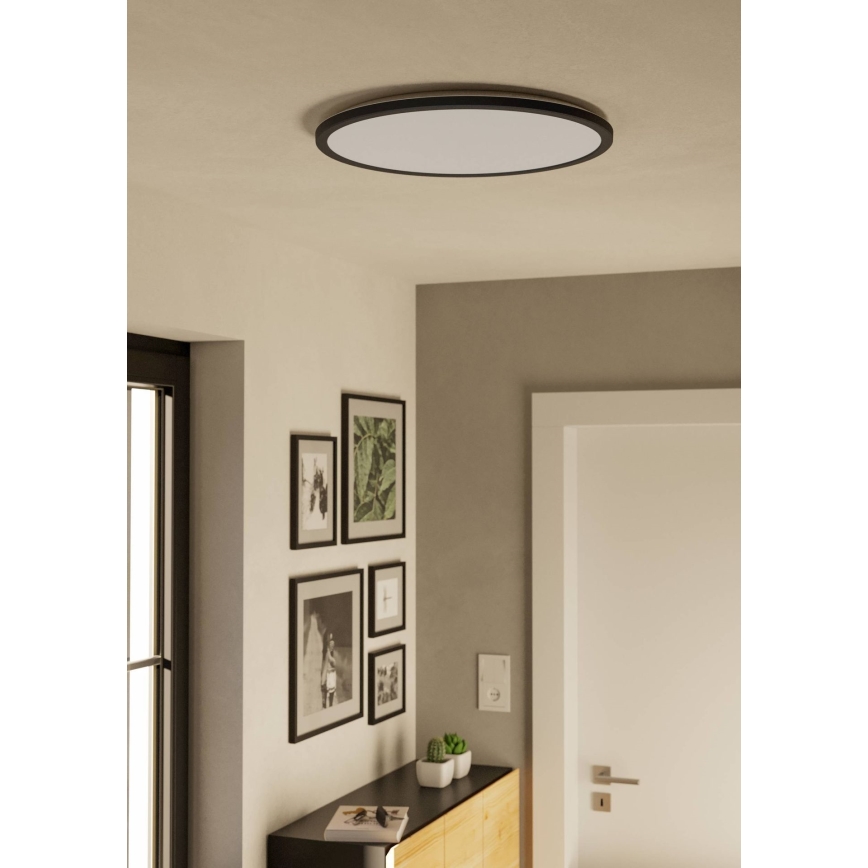 Eglo - LED Prigušiva plafonjera za kupatilo LED/16,8W/230V 2700-6500K pr. 50 cm IP44 crno + Daljinski upravljač