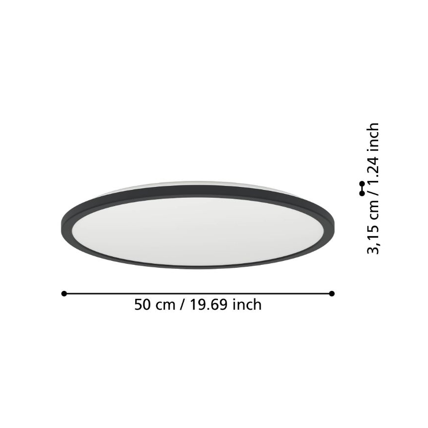 Eglo - LED Prigušiva plafonjera za kupatilo LED/16,8W/230V 2700-6500K pr. 50 cm IP44 crno + Daljinski upravljač