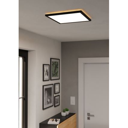 Eglo - LED Prigušiva plafonjera za kupatilo LED/17,6W/230V 2700-6500K 39x39 cm IP44 crno + Daljinski upravljač
