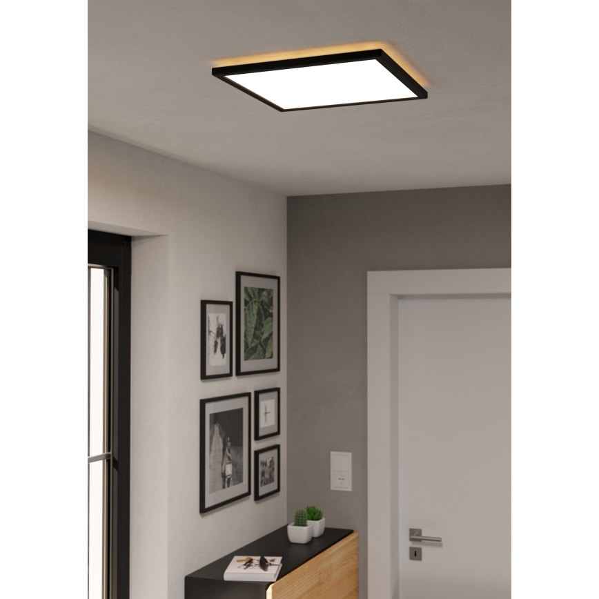 Eglo - LED Prigušiva plafonjera za kupatilo LED/17,6W/230V 2700-6500K 39x39 cm IP44 crno + Daljinski upravljač