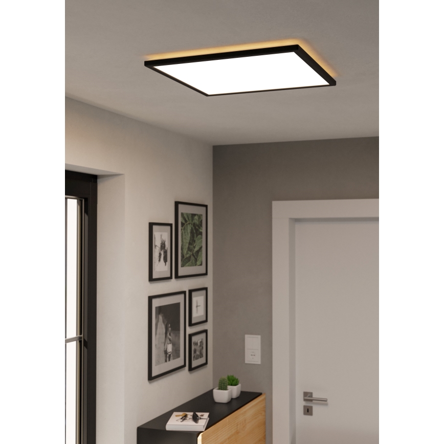 Eglo 901457 - LED Prigušiva plafonjera za kupatilo LED/17W/230V 2700-6500K 50x50 cm IP44 crno + Daljinski upravljač