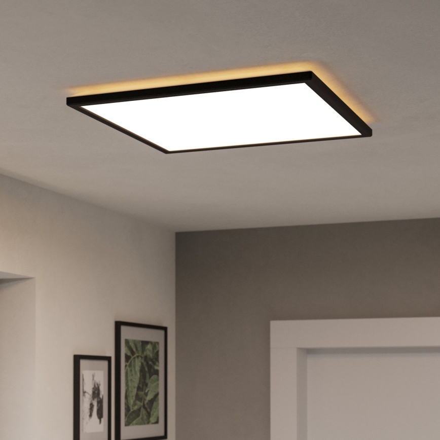 Eglo 901457 - LED Prigušiva plafonjera za kupatilo LED/17W/230V 2700-6500K 50x50 cm IP44 crno + Daljinski upravljač