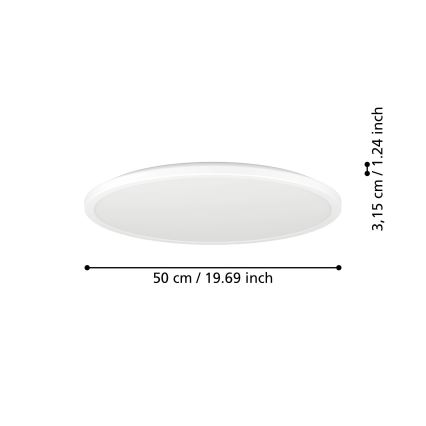 Eglo - LED Prigušiva plafonjera za kupatilo LED/16,8W/230V 2700-6500K pr.50 cm IP44 bela + Daljinski upravljač