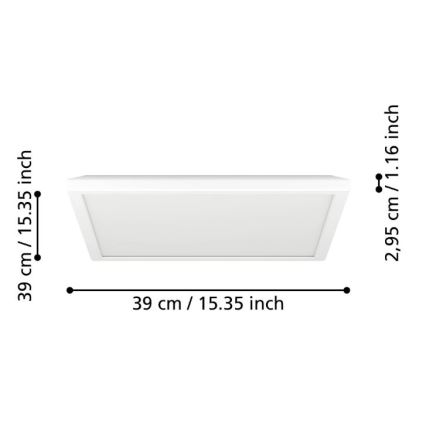 Eglo - LED Prigušiva plafonjera za kupatilo LED/17,6W/230V 2700-6500K 39x39 cm IP44 bela + Daljinski upravljač