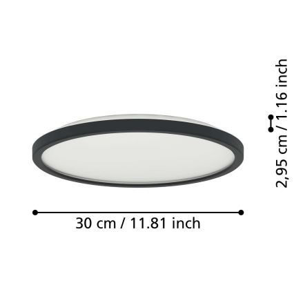 Eglo - LED RGBW Prigušiva plafonjera za kupatilo LED/13,9W/230V 2700-6500K pr. 30 cm IP44 crno ZigBee