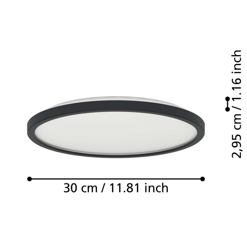 Eglo - LED RGBW Prigušiva plafonjera za kupatilo LED/13,9W/230V 2700-6500K pr. 30 cm IP44 crno ZigBee