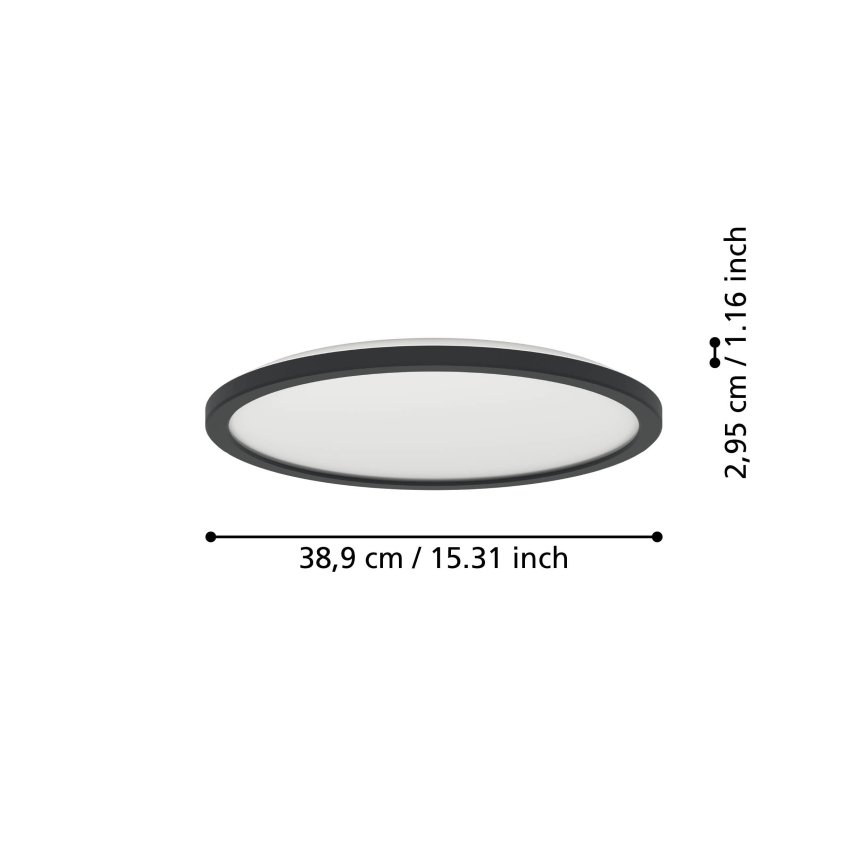 Eglo - LED RGBW Prigušiva plafonjera za kupatilo LED/18,5W/230V 2700-6500K pr.38,9cm IP44 crno ZigBee