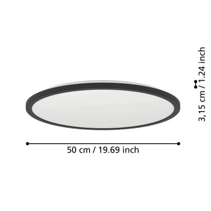 Eglo - LED RGBW Prigušiva plafonjera za kupatilo LED/16,8W/230V 2700-6500K pr. 50 cm IP44 crno ZigBee