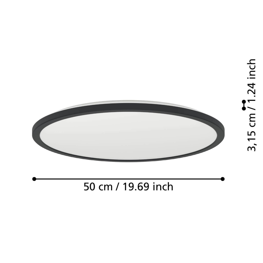 Eglo - LED RGBW Prigušiva plafonjera za kupatilo LED/16,8W/230V 2700-6500K pr. 50 cm IP44 crno ZigBee