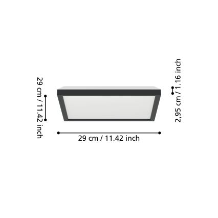 Eglo - LED RGBW Prigušiva plafonjera za kupatilo LED/13,4W/230V 2700-6500K 29x29 cm IP44 crno