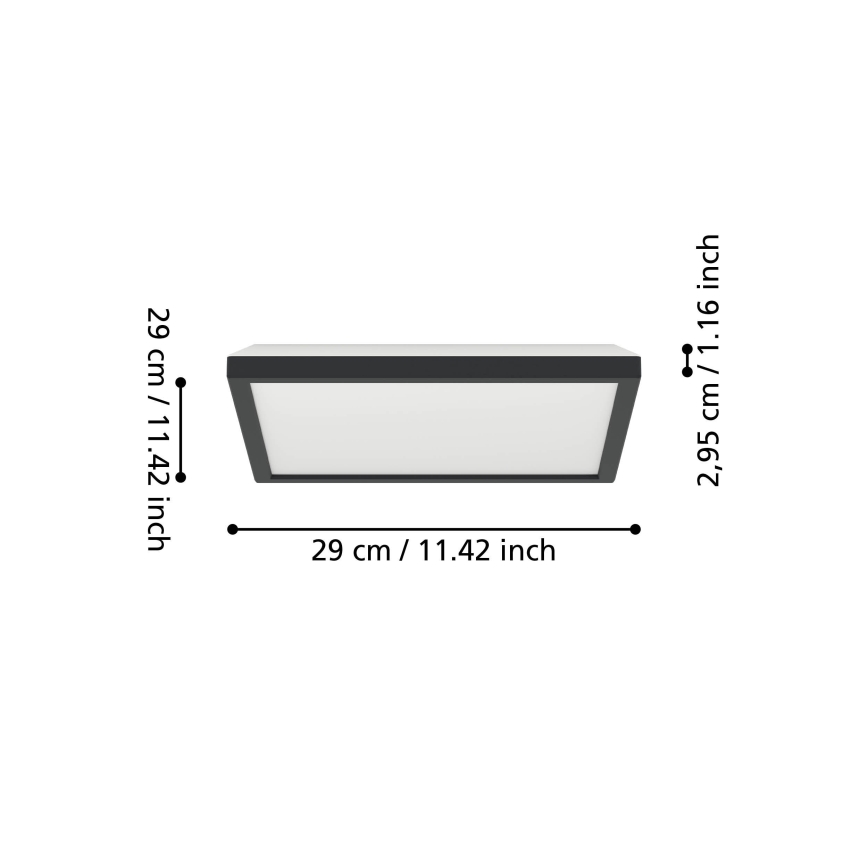 Eglo - LED RGBW Prigušiva plafonjera za kupatilo LED/13,4W/230V 2700-6500K 29x29 cm IP44 crno