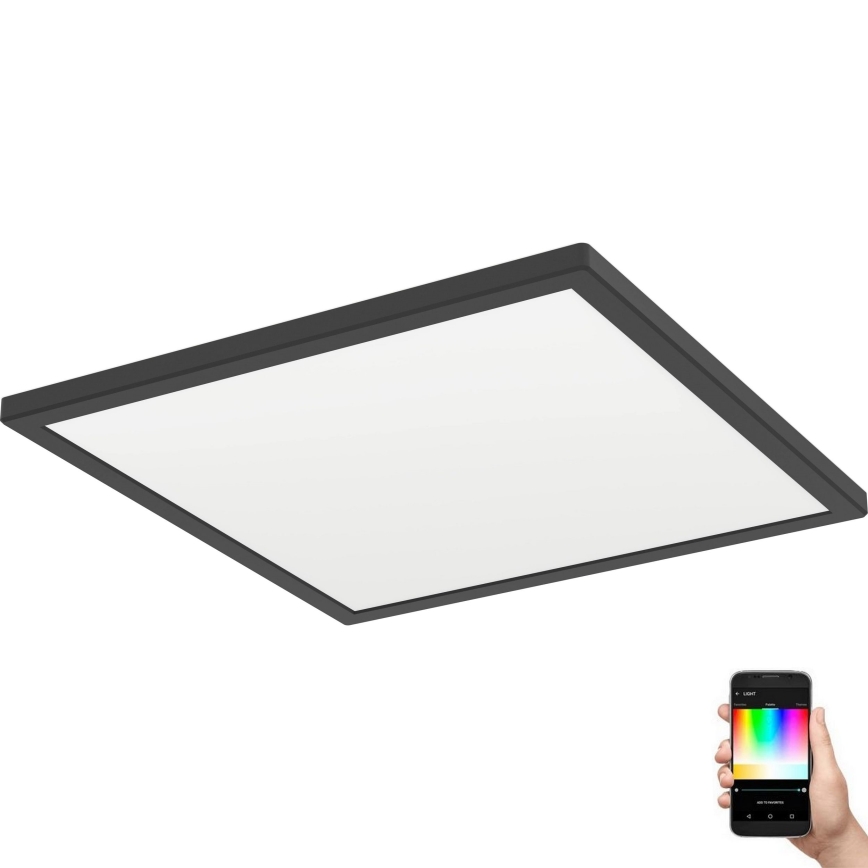 Eglo - LED RGBW Prigušiva plafonjera za kupatilo LED/17,6W/230V 2700-6500K 39x39 cm IP44 crno ZigBee
