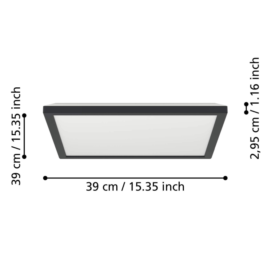 Eglo - LED RGBW Prigušiva plafonjera za kupatilo LED/17,6W/230V 2700-6500K 39x39 cm IP44 crno ZigBee