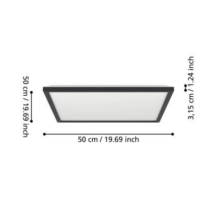 Eglo - LED RGBW Prigušiva plafonjera za kupatilo LED/17W/230V 2700-6500K 50x50cm IP44 crno ZigBee