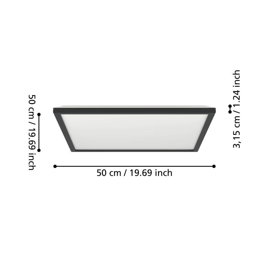 Eglo - LED RGBW Prigušiva plafonjera za kupatilo LED/17W/230V 2700-6500K 50x50cm IP44 crno ZigBee