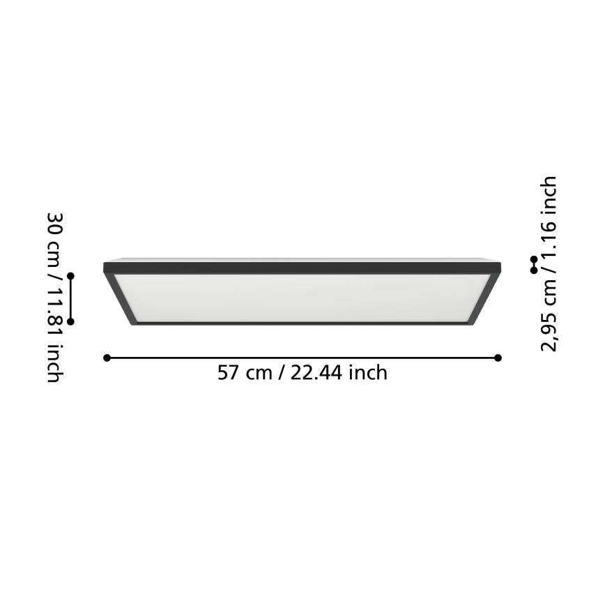 Eglo - LED RGBW Prigušiva plafonjera za kupatilo LED/17,2W/230V 2700-6500K 30x57cm IP44 crno ZigBee