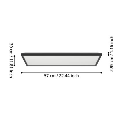 Eglo - LED RGBW Prigušiva plafonjera za kupatilo LED/17,2W/230V 2700-6500K 30x57cm IP44 crno ZigBee