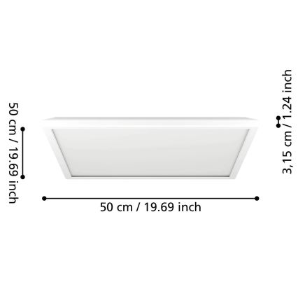 Eglo - LED RGBW Prigušiva plafonjera za kupatilo LED/17W/230V 2700-6500K 50x50 cm IP44 bela ZigBee