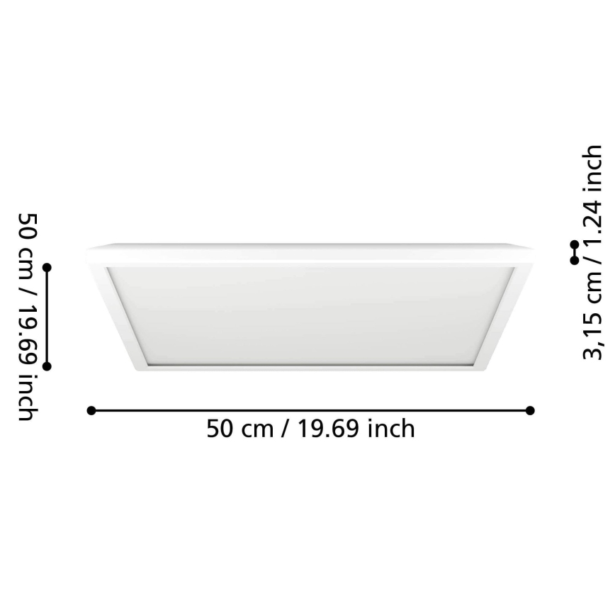 Eglo - LED RGBW Prigušiva plafonjera za kupatilo LED/17W/230V 2700-6500K 50x50 cm IP44 bela ZigBee