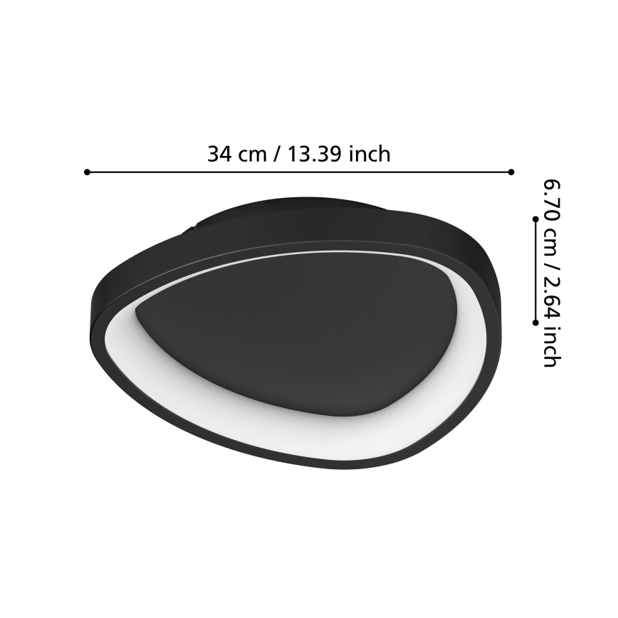 Eglo - LED Prigušiva plafonjera LED/12W/230V 2700-6500K crno + Daljinski upravljač