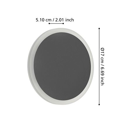 Eglo - LED Zidna lampa LED/12W/230V 3000K pr. 17 cm crno