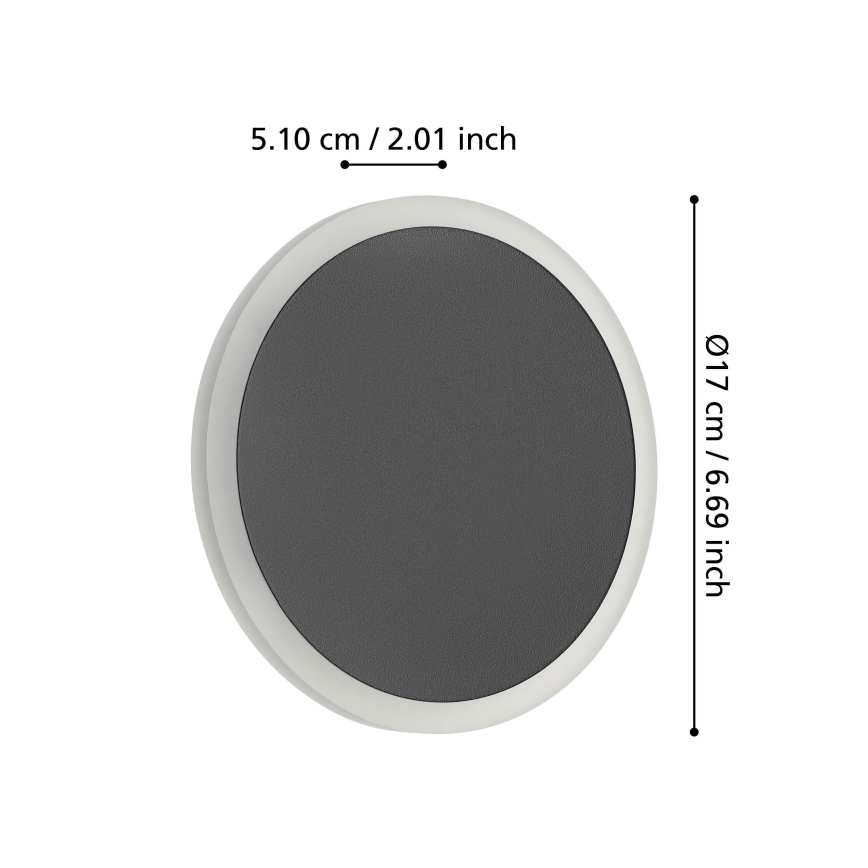 Eglo - LED Zidna lampa LED/12W/230V 3000K pr. 17 cm crno
