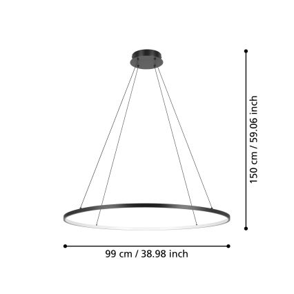 Eglo - LED Prigušivi luster na sajli LED/40W/230V 2700-6500K crno + Daljinski upravljač