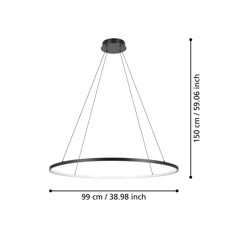 Eglo - LED Prigušivi luster na sajli LED/40W/230V 2700-6500K crno + Daljinski upravljač