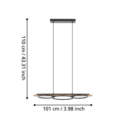 Eglo - LED Prigušivi luster na sajli 2xLED/12,5W/230V+1xLED/15,5W 3000K bež/crno