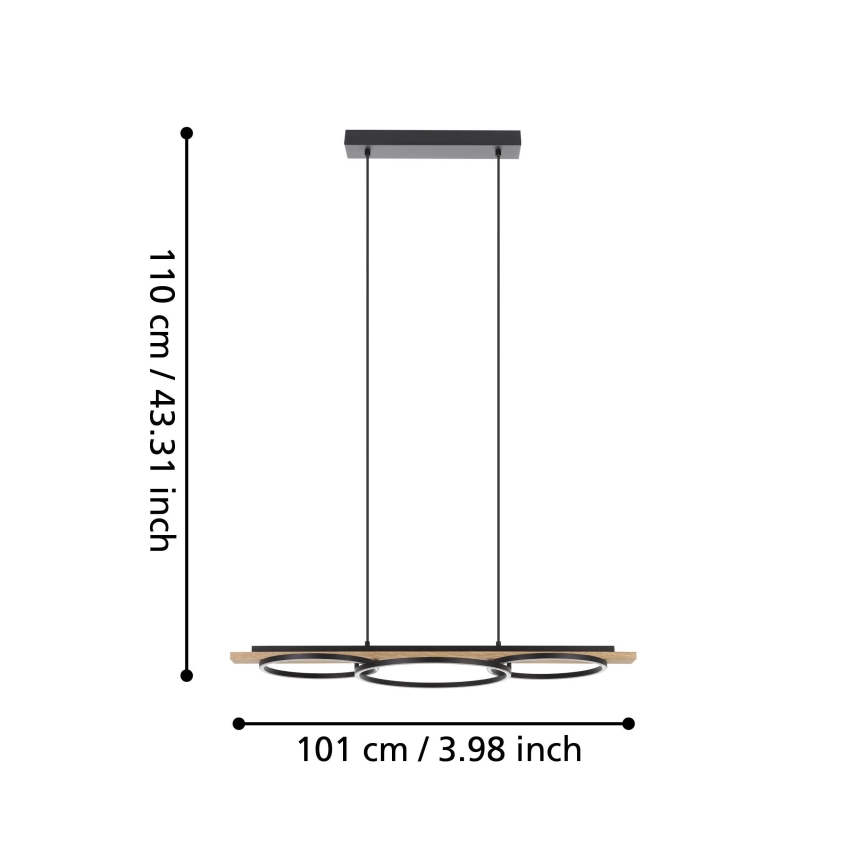 Eglo - LED Prigušivi luster na sajli 2xLED/12,5W/230V+1xLED/15,5W 3000K bež/crno