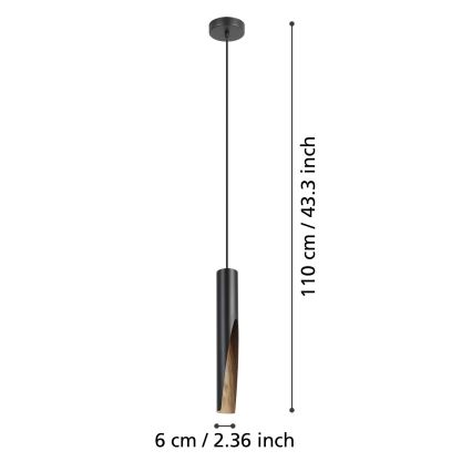 Eglo - LED luster na sajli 1xGU10/4,5W/230V 3000K crno/braon