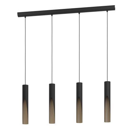 Eglo - LED luster na sajli 4xGU10/4,5W/230V 3000K crno/braon