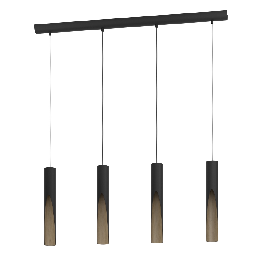 Eglo - LED luster na sajli 4xGU10/4,5W/230V 3000K crno/braon