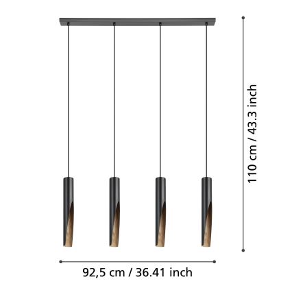 Eglo - LED luster na sajli 4xGU10/4,5W/230V 3000K crno/braon