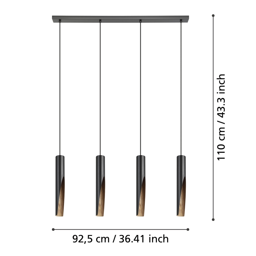 Eglo - LED luster na sajli 4xGU10/4,5W/230V 3000K crno/braon