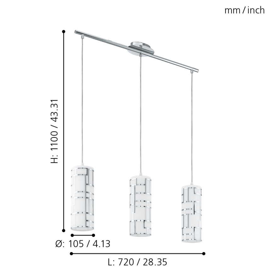 Eglo - Luster na sajli 3xE27/60W/230V