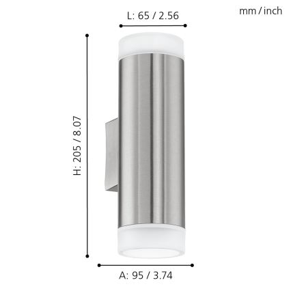 Eglo - Spoljašnja zidna lampa LED GU10/2,5W/230V IP44