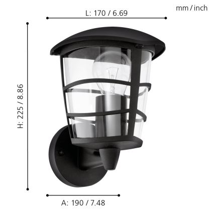 Eglo - LED Spoljna zidna lampa 1xE27/8,5W/230V IP44