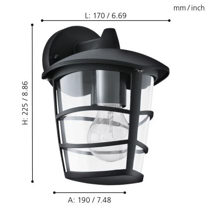 Eglo - LED Spoljna zidna lampa 1xE27/8,5W/230V IP44