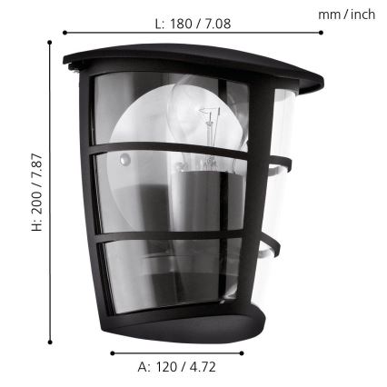 Eglo - Spoljašnja zidna lampa 1xE27/60W/230V IP44