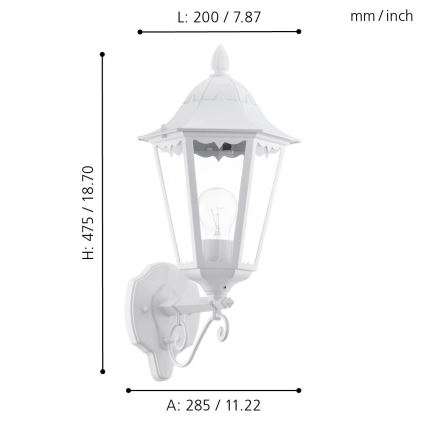 Eglo - Spoljašnja zidna lampa 1xE27/60W/230V IP44
