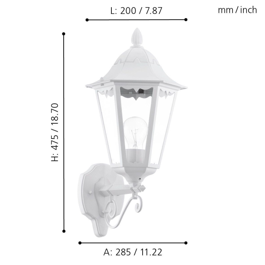 Eglo - Spoljašnja zidna lampa 1xE27/60W/230V IP44