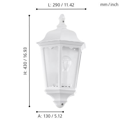 Eglo 93448 - Spoljašnja zidna lampa NAVEDO 1xE27/60W/230V IP44
