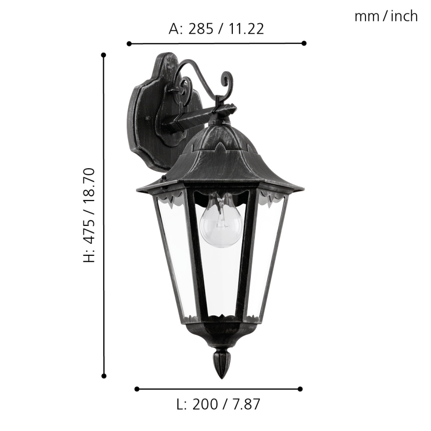 Eglo - Spoljna zidna svetiljka 1xE27/60W/230V IP44