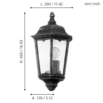 Eglo - Spoljašnja zidna lampa 1xE27/60W/230V IP44
